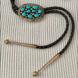 Men's Turquoise Tie Native American Silver Jewelry